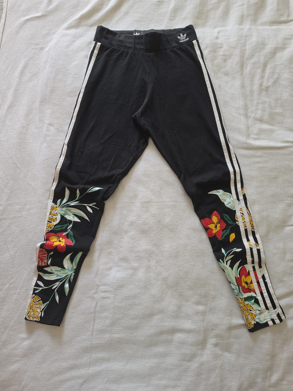 adidas Her Collab Black Floral Stripe Leggings